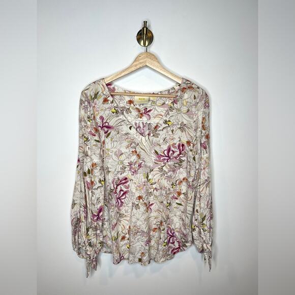 Maeve by Anthropologie Floral Printed Blouse Long Sleeve - Picture 3 of 5